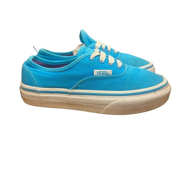 Vans Authentic Cyan Blue/ True White Lace Up Canvas Sneakers Youth‎ Size 11.0 - Picture 8 of 10